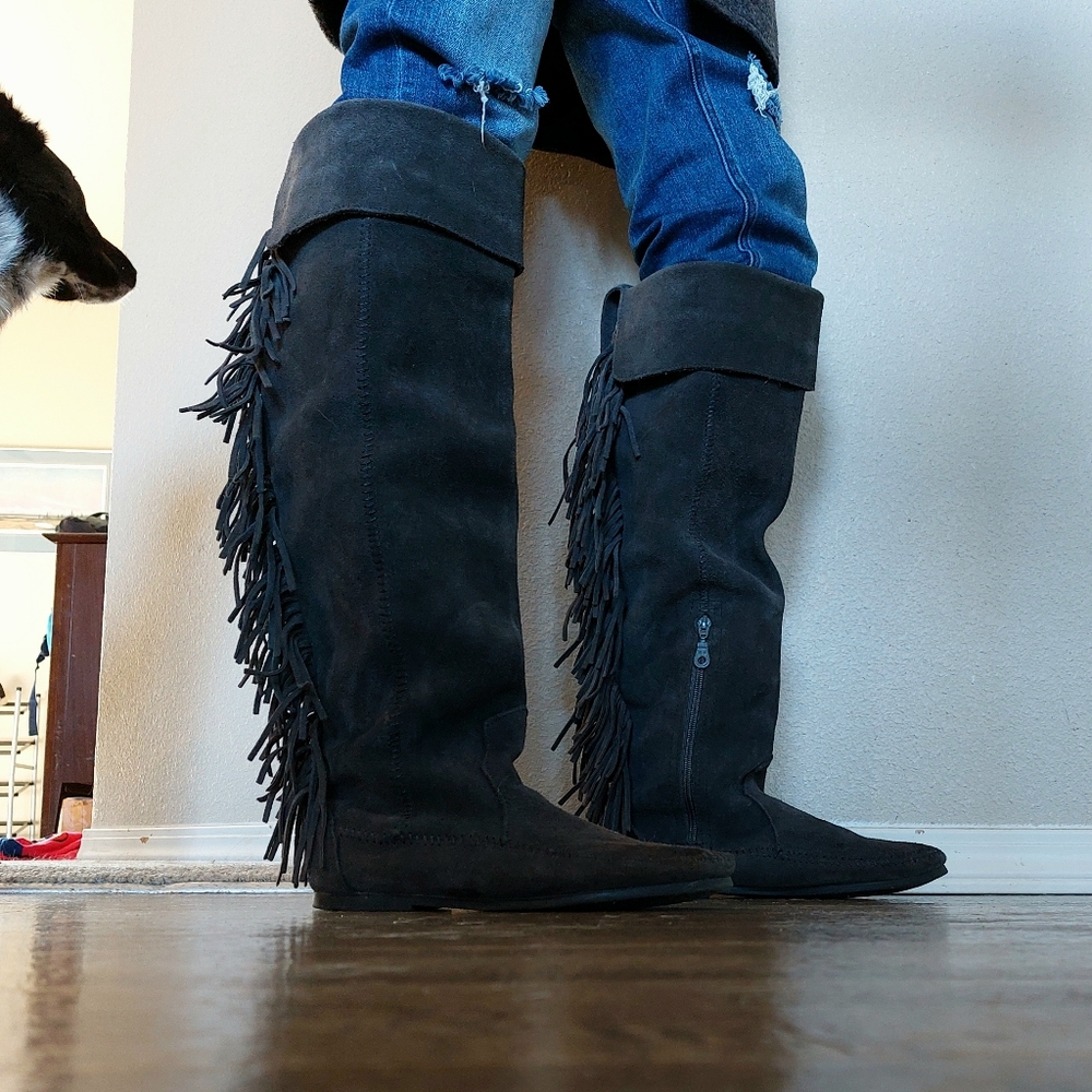 Grey Fringe boots